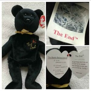 NWT! COLLECTIBLE TY BEANIE BABIES.  ~THE END~  Y2K MILLENNIUM BLACK BEAR. 1999.
